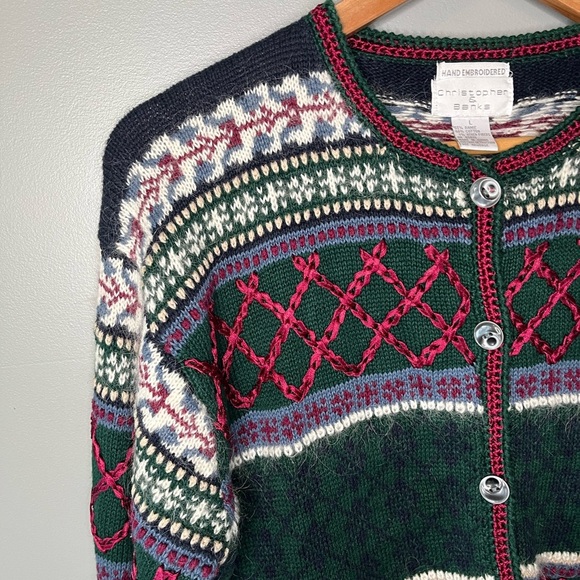 Christopher & Banks x Vintage Hand Embroidered Holiday Cardigan - Picture 4 of 11